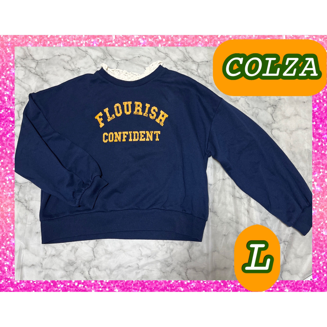 COLZA(コルザ)の襟フリル  トレーナー 紺 コルザ COLZA L レディースのトップス(トレーナー/スウェット)の商品写真