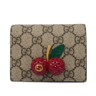 グッチ(Gucci)の【4ib1410】グッチ 財布/GGスプリーム/476050/PVC/レザー/ベージュ/レッド/ゴールド金具 【中古】 レディース(財布)