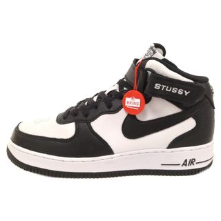 ナイキ(NIKE)のNIKE ナイキ ×STUSSY AIR FORCE1 07 MID SP BLACK LIGHT BONE DJ7840-002 ステューシー エアフォース1 ミッドカットスニーカー ブラック/ホワイト US8.5/26.5cm(スニーカー)