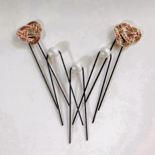 【新品・ハンドメイド】水引ヘアピンセット(ヘアアクセサリー)