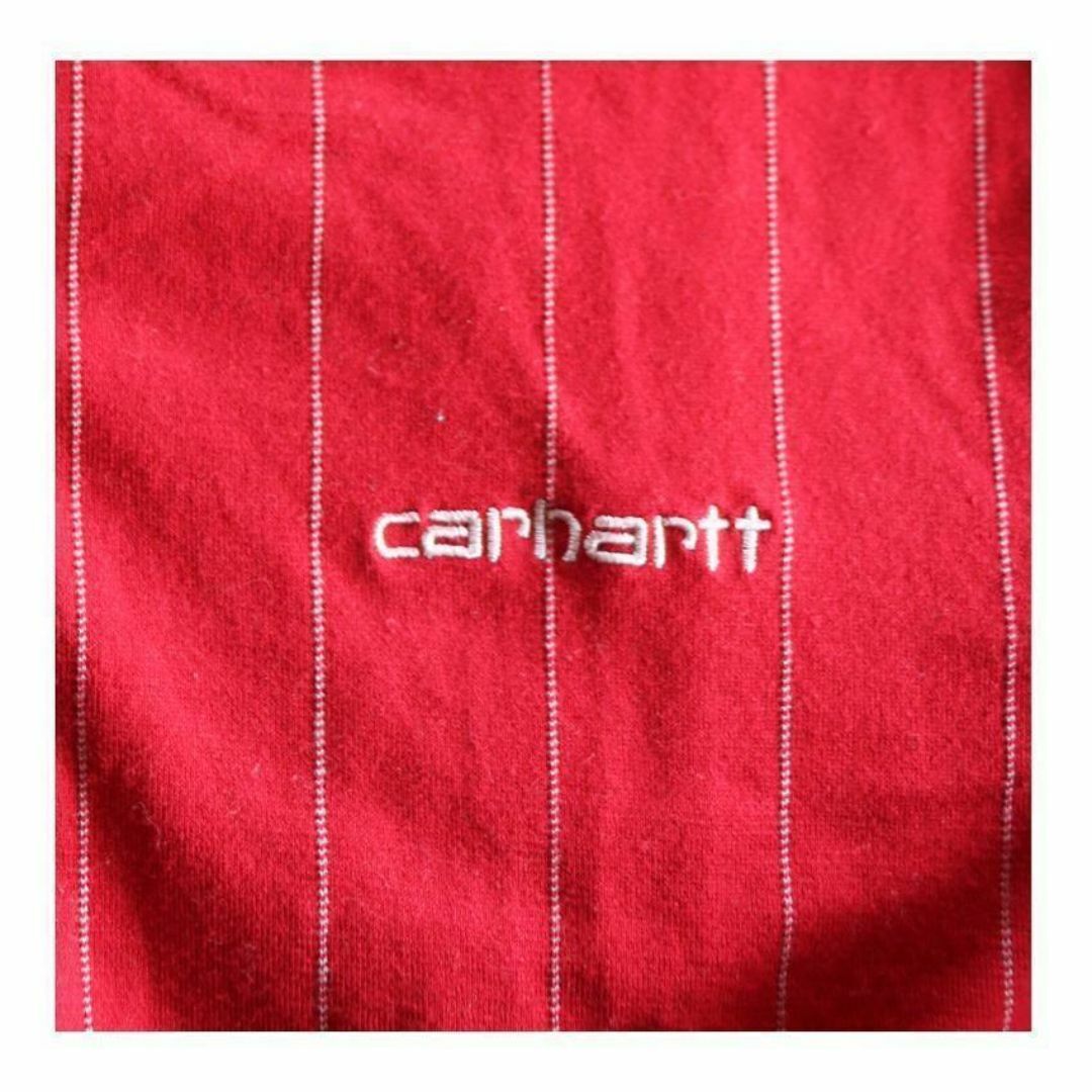 carhartt(カーハート)のCarhartt カーハート ストライプ柄 半袖 コットン シャツ 古着 M 赤 メンズのトップス(シャツ)の商品写真