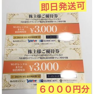 vision ビジョン　株主優待　6000円分　(宿泊券)