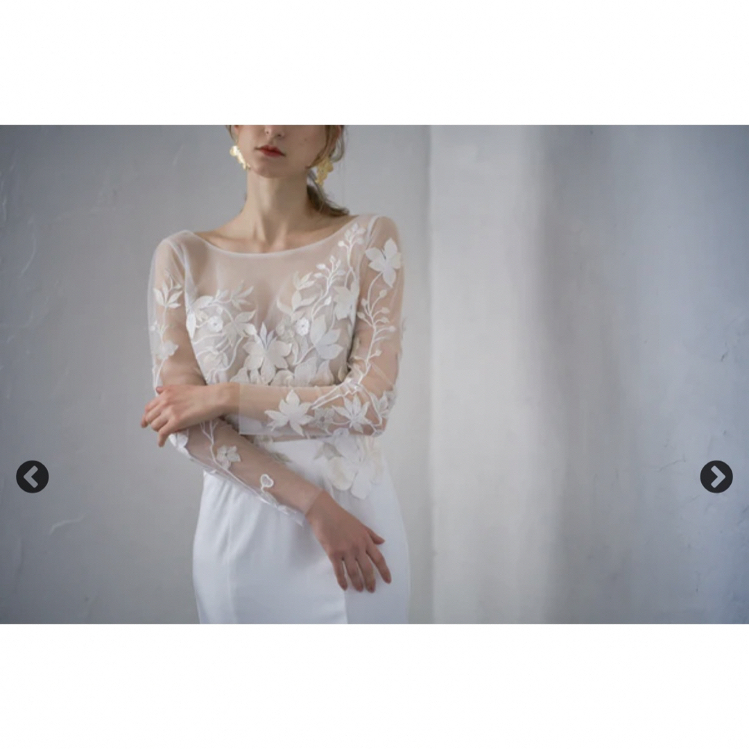 刺繍レース ロングスリーブ バックV ソフトマーメイドドレス レディースのフォーマル/ドレス(ウェディングドレス)の商品写真