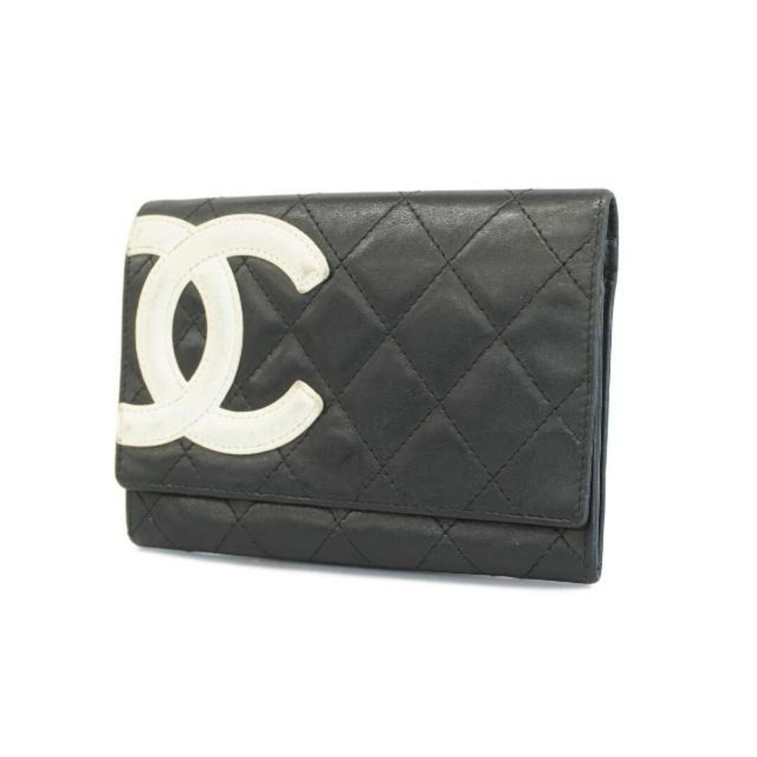 CHANEL(シャネル)の【4ib1819】シャネル 財布/カンボン/ラムスキン/ブラック/ホワイト/ピンク/シルバー金具 【中古】 レディース レディースのファッション小物(財布)の商品写真