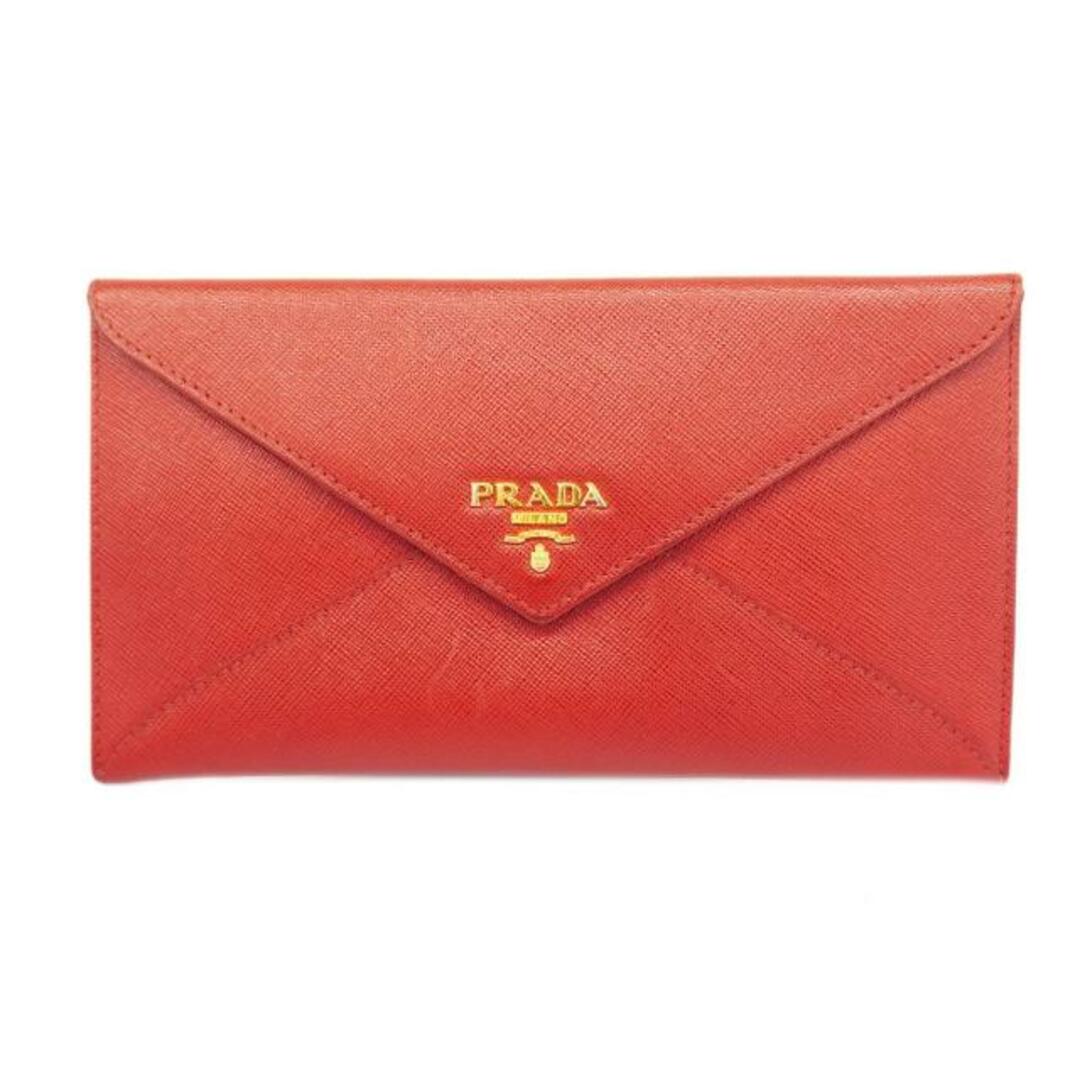 PRADA(プラダ)の★SALE 【4ib1851】プラダ 長札入れ/サフィアーノ/レザー/レッド/ゴールド金具 【中古】 メンズ/レディース/ユニセックス レディースのファッション小物(財布)の商品写真