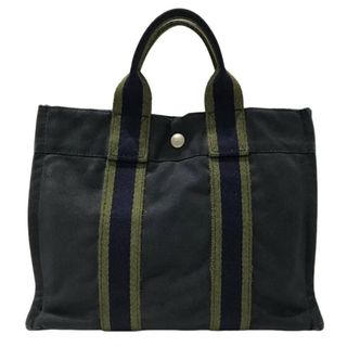 HERMES エルメス トートバッグ フールトゥPM ネイビー×カーキ キャンバス コットン100％ フランス製 【中古品】 22403K448a(トートバッグ)