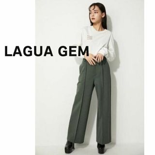 ラグアジェム(LAGUA GEM)のLAGUA GEM ラグアジェム　パンツ　ワイド　センタープレス　グリーン　緑(カジュアルパンツ)