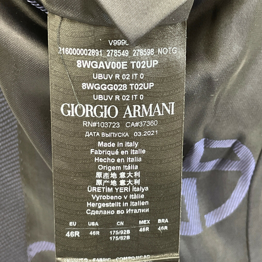 Giorgio Armani(ジョルジオアルマーニ)のジョルジオアルマーニ SOHO 8WGAV00E T02UP ネイビー アセテート 裏地ロゴ 2Bシングルスーツ 46 メンズの靴/シューズ(その他)の商品写真