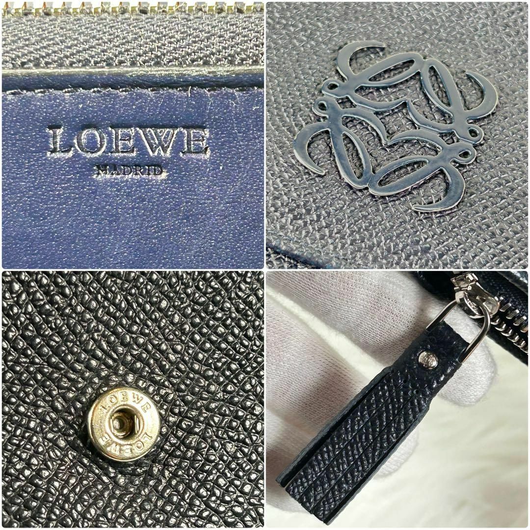 LOEWE(ロエベ)の極美品✨LOEWE ロエベ 長財布 アナグラム ロゴ ネイビー 黒 ブラック レディースのファッション小物(財布)の商品写真