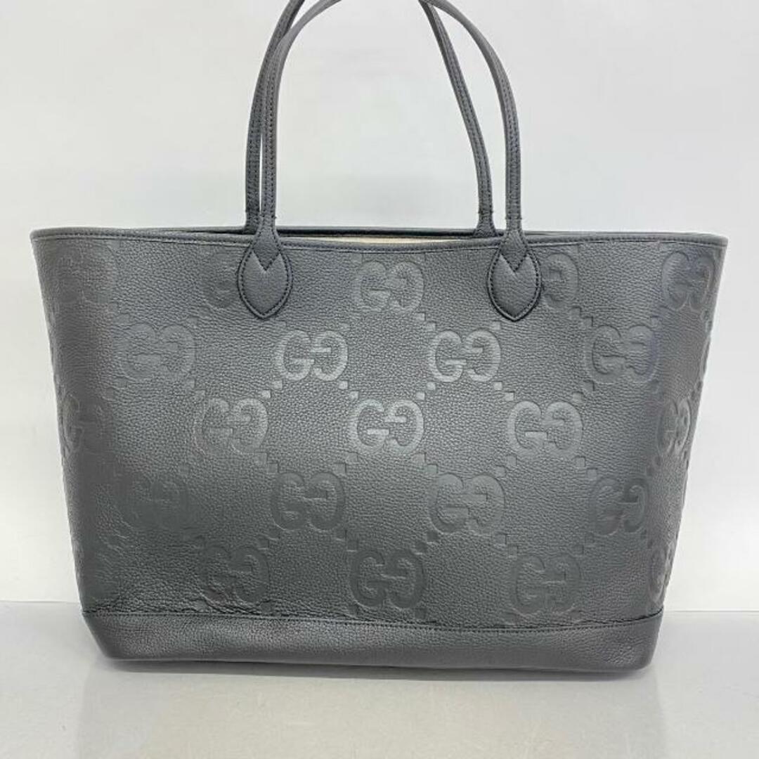 Gucci(グッチ)の【4ib1891】グッチ トートバッグ/ジャンボGG/726755/レザー/ブラック/シルバー金具 【中古】 レディース レディースのバッグ(トートバッグ)の商品写真