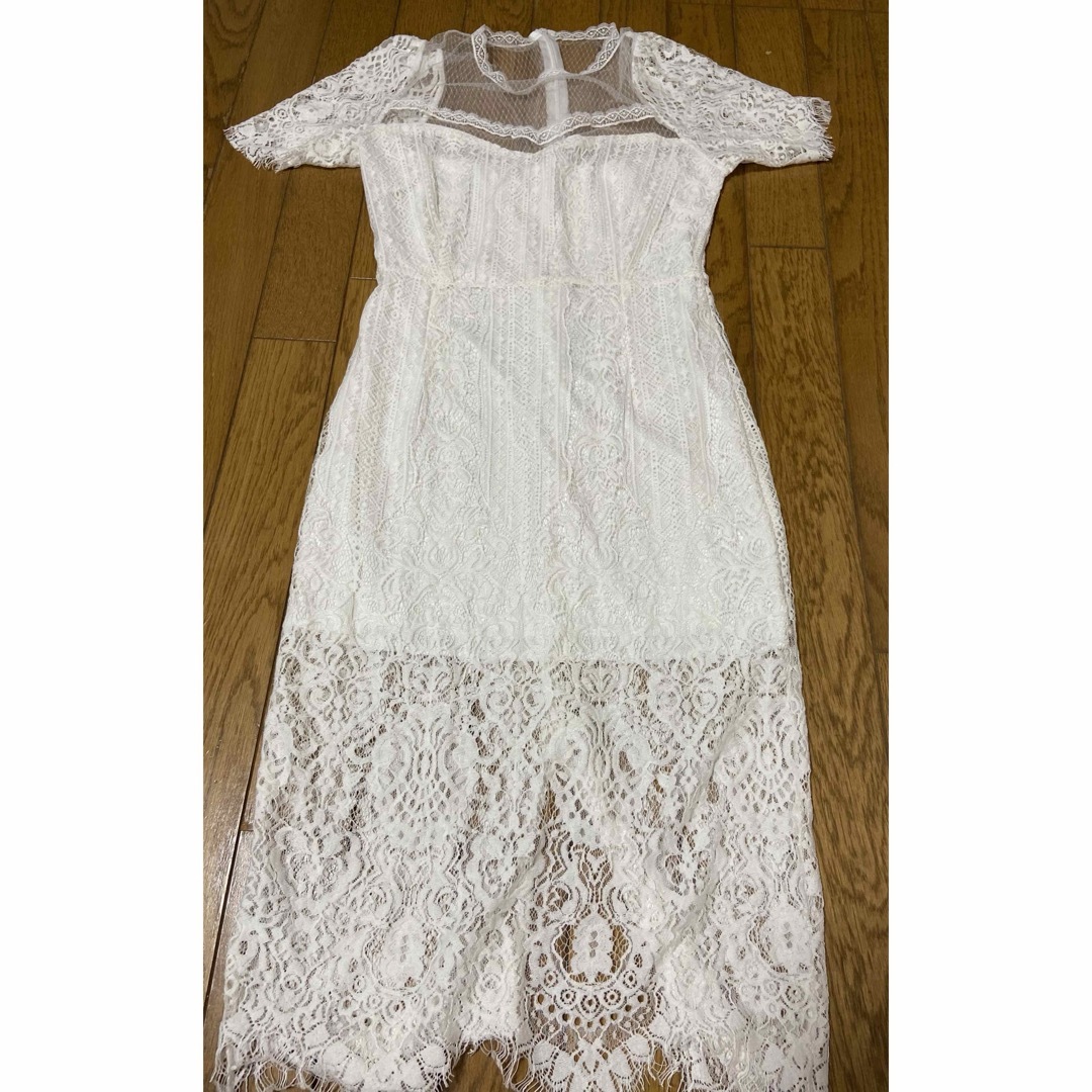 dazzy store(デイジーストア)のシアーレースドレス♡ホワイト レディースのフォーマル/ドレス(ミディアムドレス)の商品写真