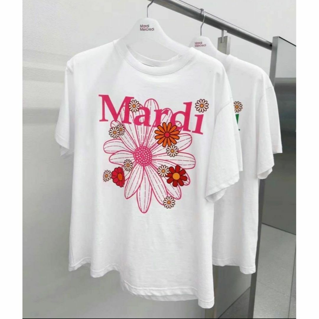 韓国 Mardiマルディメクルディ Tシャツ　ホワイトピンク　AA 人気 レディースのトップス(Tシャツ(半袖/袖なし))の商品写真