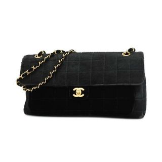 シャネル(CHANEL)の【4ib2102】シャネル ショルダーバッグ/チョコバー/Wチェーン/ハラコ/ブラック/ゴールド金具 【中古】 レディース(ショルダーバッグ)