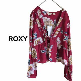 ロキシー(Roxy)の未使用 ROXY 花柄 総柄 トップス カーディガン レッド 羽織り ロキシー(カーディガン)