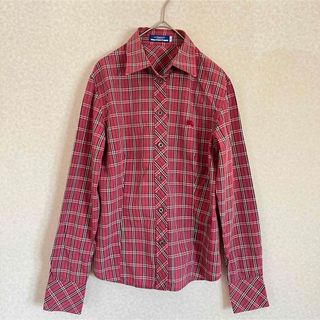 バーバリーブルーレーベル(BURBERRY BLUE LABEL)のBURBERRY バーバリーブルーレーベル　ノバチェックシャツ赤　40(シャツ/ブラウス(長袖/七分))