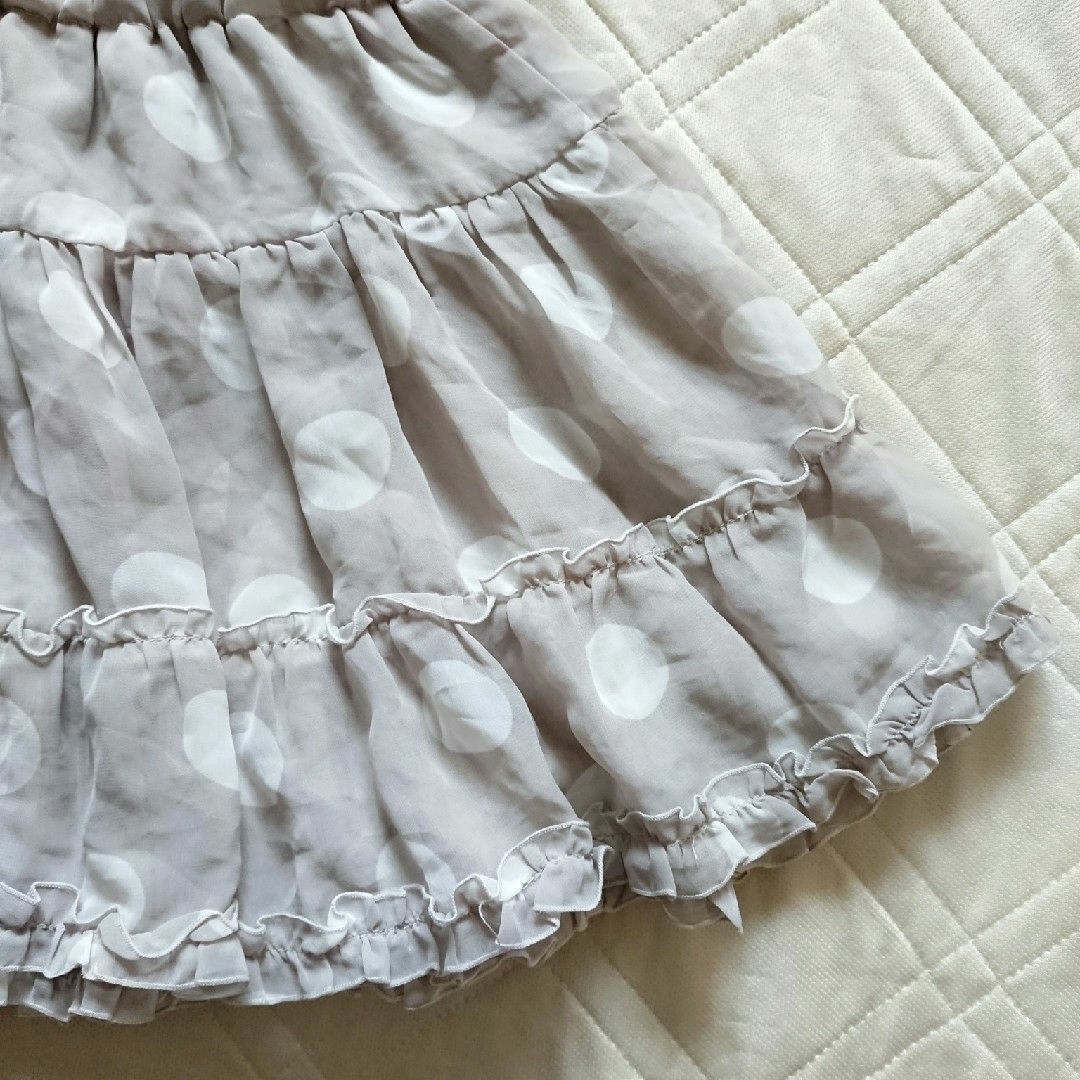 ドット柄☆２枚重ねシフォンスカート キッズ/ベビー/マタニティのキッズ服女の子用(90cm~)(スカート)の商品写真