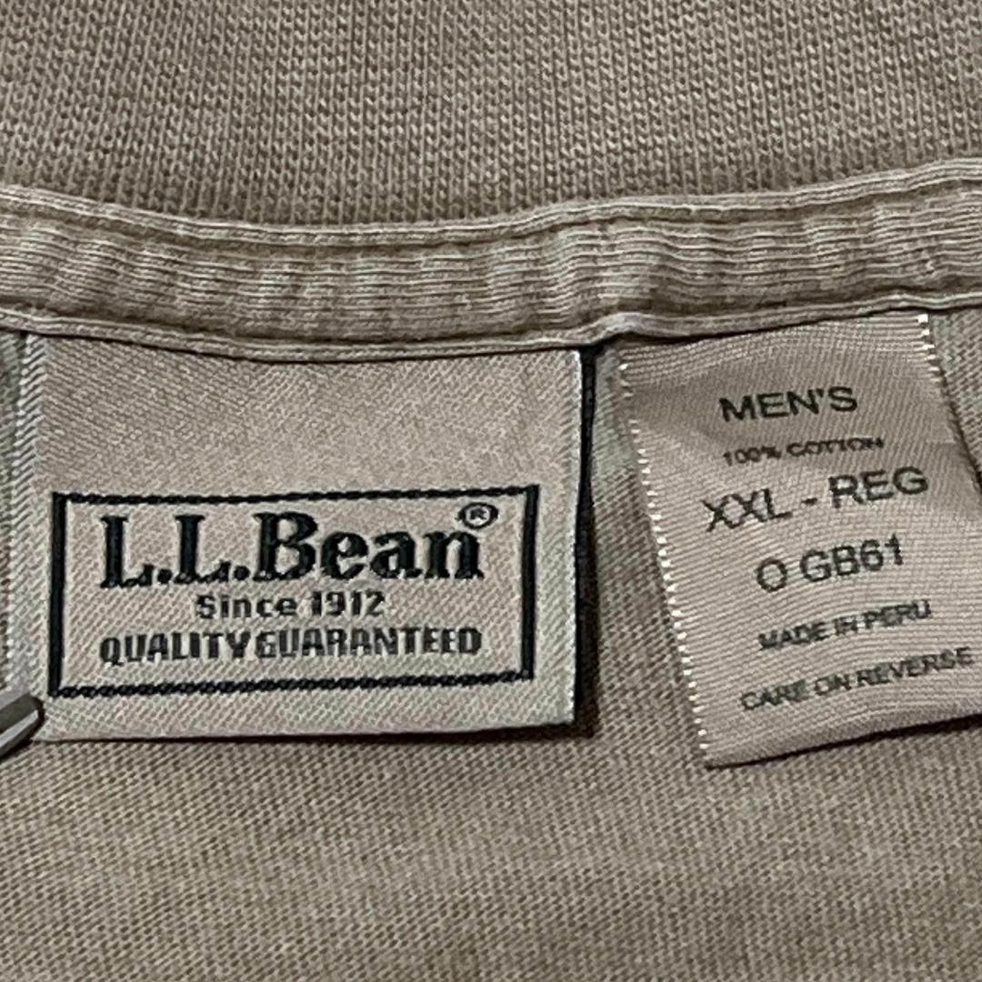 L.L.Bean(エルエルビーン)のL.L.Bean ヘンリーネック 半袖Tシャツ 無地 カーキ US古着e97 メンズのトップス(Tシャツ/カットソー(半袖/袖なし))の商品写真