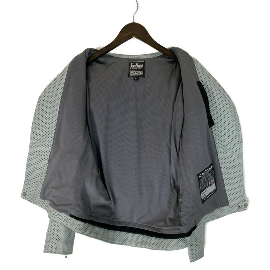 カドヤ グリーン パンチングレザー ダブルライダースジャケット L メンズのジャケット/アウター(その他)の商品写真