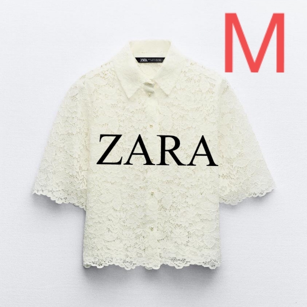 ZARA(ザラ)のZARA⭐︎クロップドレースシャツ　クロップド　レースシャツ　drawer レディースのトップス(シャツ/ブラウス(半袖/袖なし))の商品写真