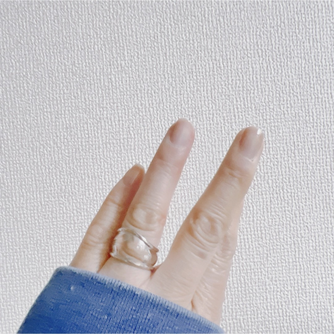 シルバーリング 925 銀 スムースカーブ ウェーブ フレーム 韓国 指輪② メンズのアクセサリー(リング(指輪))の商品写真