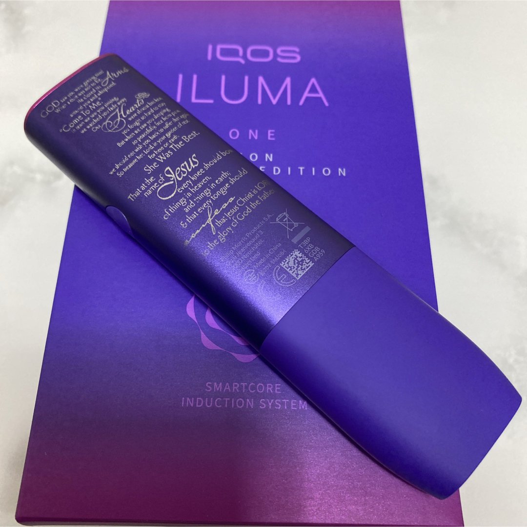 IQOS(アイコス)のiQOS ILUMA ONE イルマワン レーザー加工 聖母 マリア 聖書 紫 メンズのファッション小物(タバコグッズ)の商品写真