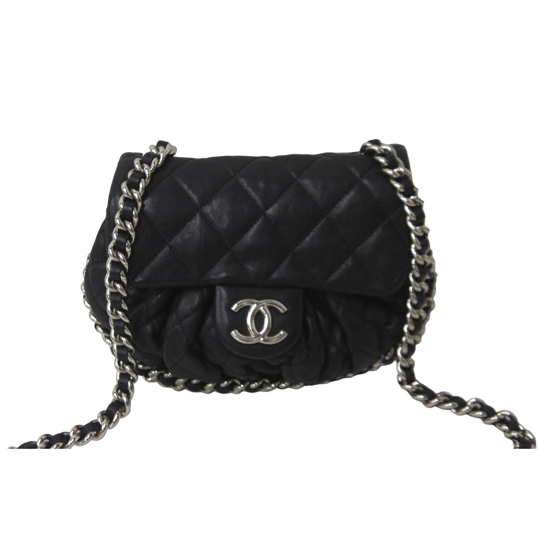 CHANEL(シャネル)のCHANEL シャネル チェーンアラウンドショルダーバッグ 18番台 ラムスキン ブラック シルバー金具 美品 中古 63518 メンズのバッグ(ショルダーバッグ)の商品写真