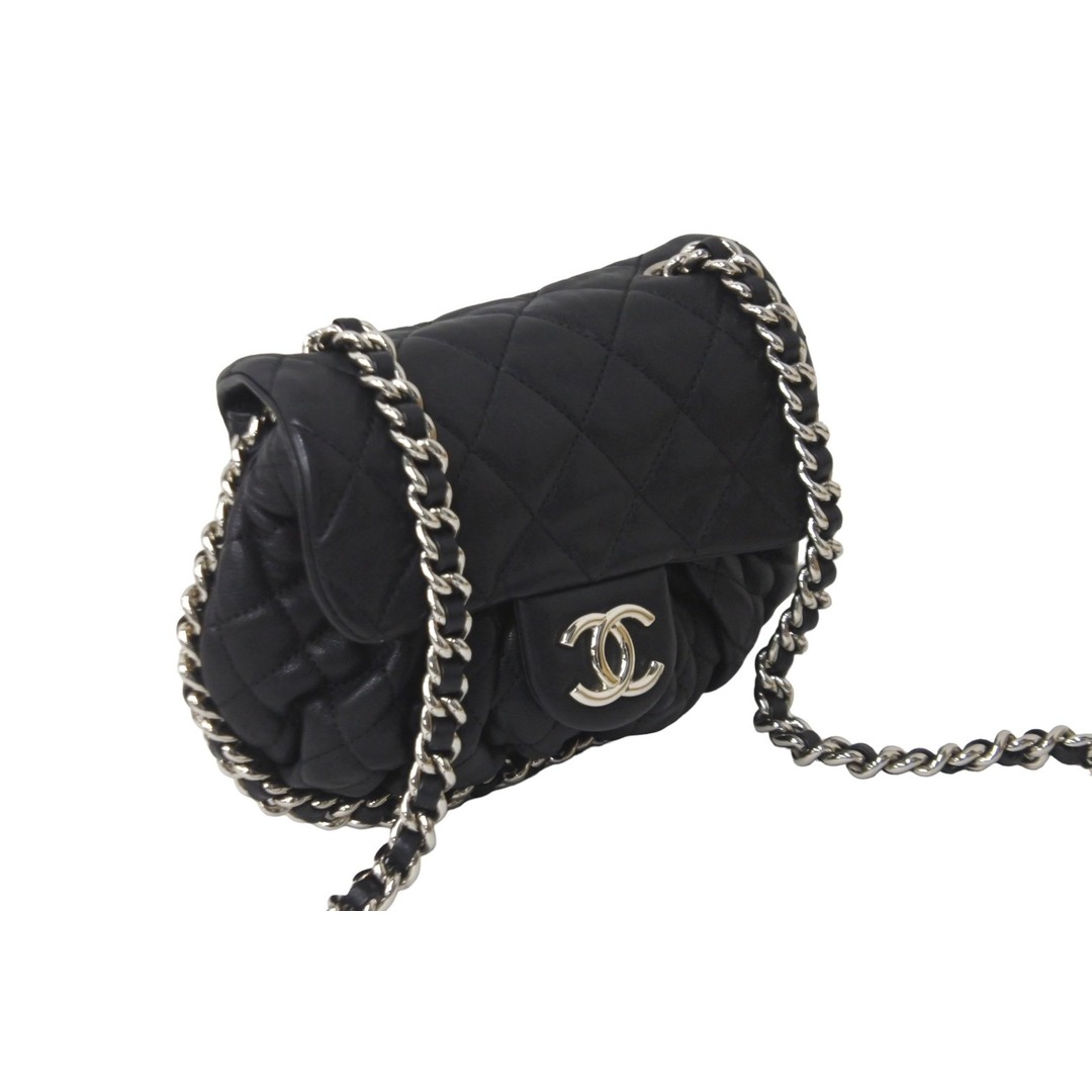 CHANEL(シャネル)のCHANEL シャネル チェーンアラウンドショルダーバッグ 18番台 ラムスキン ブラック シルバー金具 美品 中古 63518 メンズのバッグ(ショルダーバッグ)の商品写真