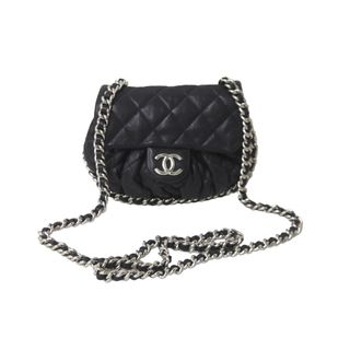 CHANEL - CHANEL シャネル チェーンアラウンドショルダーバッグ 18番台 ラムスキン ブラック シルバー金具 美品 中古 63518