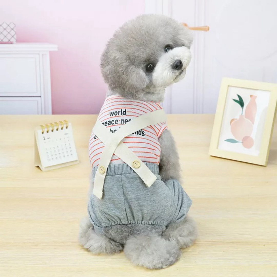 新品 S サスペンダー風 カバーオール （ピンク） 犬服 ロンパース つなぎ その他のペット用品(犬)の商品写真