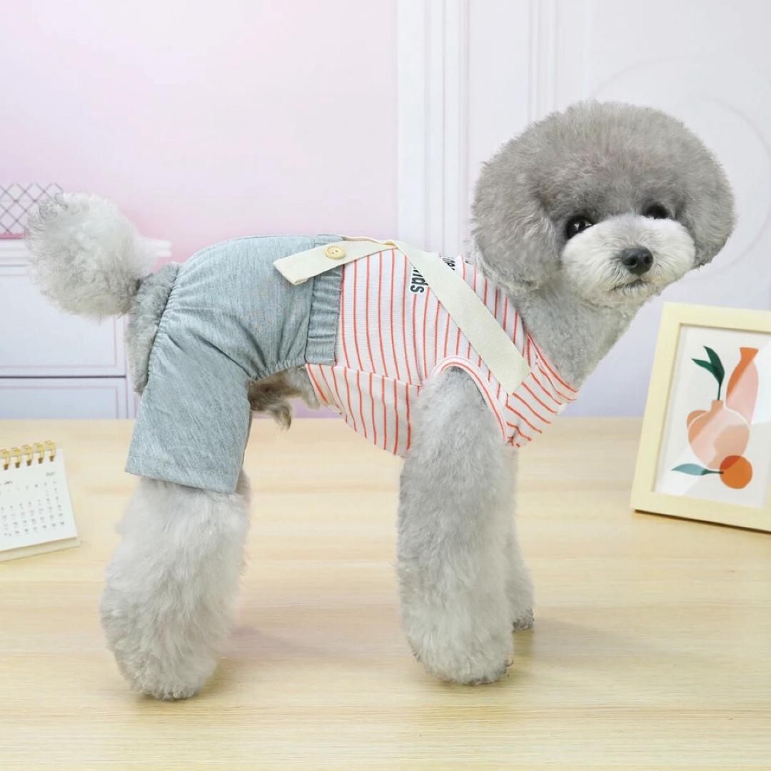 新品 S サスペンダー風 カバーオール （ピンク） 犬服 ロンパース つなぎ その他のペット用品(犬)の商品写真