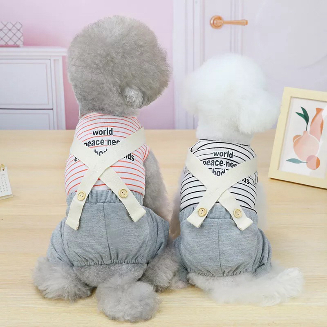 新品 S サスペンダー風 カバーオール （ピンク） 犬服 ロンパース つなぎ その他のペット用品(犬)の商品写真