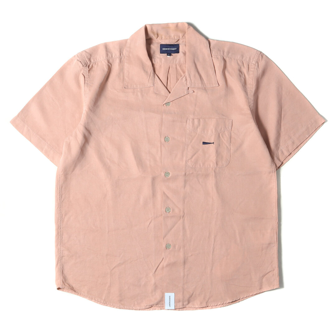 DESCENDANT(ディセンダント)のDESCENDANT ディセンダント シャツ サイズ:1 19SS ワンポイント刺繍 オープンカラー 半袖シャツ PIER TENCEL SS SHIRT ピンク トップス カジュアルシャツ【メンズ】【中古】 メンズのトップス(シャツ)の商品写真