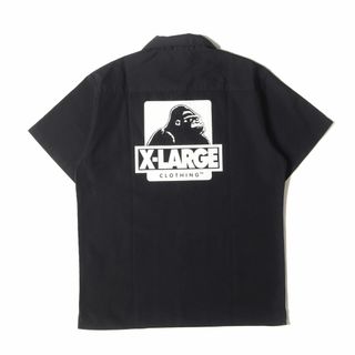 X-LARGE エクストララージ シャツ サイズ:M ゴリラロゴ 半袖 ワークシャツ ブラック 黒 トップス カジュアルシャツ【メンズ】【中古】(シャツ)