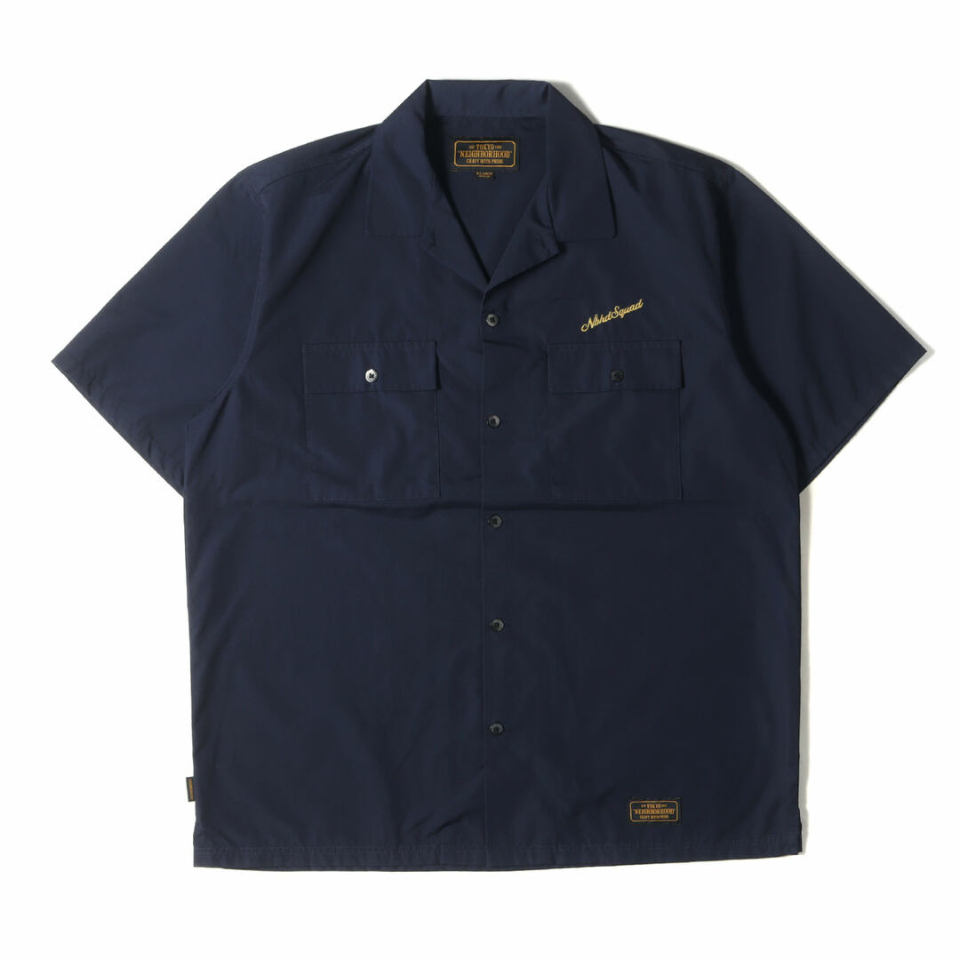 NEIGHBORHOOD(ネイバーフッド)の美品 NEIGHBORHOOD ネイバーフッド シャツ サイズ:XL 20SS ロゴ刺繍 T/C 半袖 ワークシャツ CLASSIC WORK / EC-SHIRT . SS ネイビー 紺 トップス カジュアルシャツ【メンズ】【中古】 メンズのトップス(シャツ)の商品写真