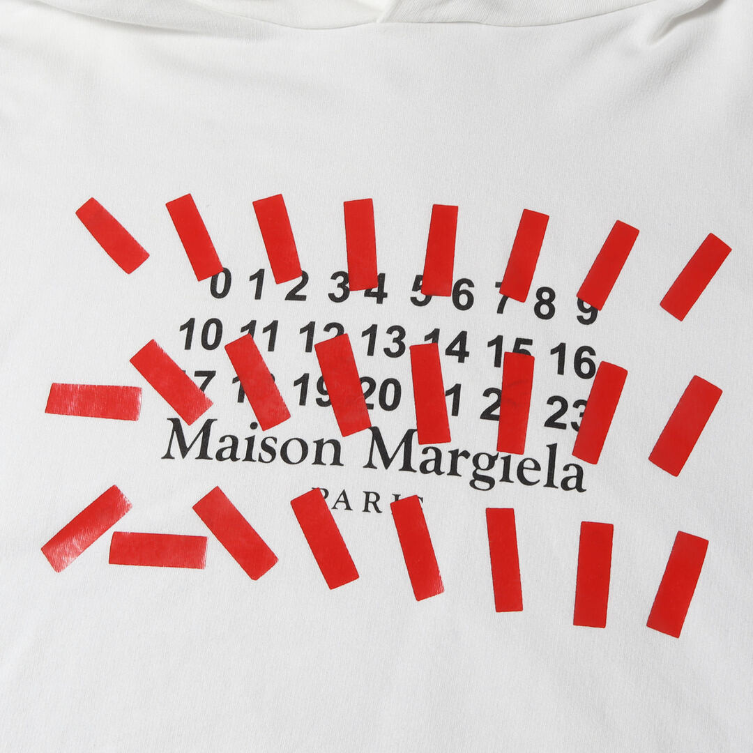 Maison Martin Margiela(マルタンマルジェラ)のMaison Martin Margiela メゾンマルタンマルジェラ パーカー サイズ:44 21SS テープカレンダータグ ロゴグラフィック スウェットパーカー フーディー プルオーバー 裏毛 ホワイト 白 イタリア製 トップス【メンズ】【中古】 メンズのトップス(パーカー)の商品写真