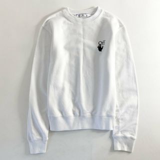 オフホワイト(OFF-WHITE)の57e11 OFF-WHITE オフホワイト OMBA025F21FLE006 クルーネック スウェット プルオーバー トレーナー ロゴプリント Sサイズ ホワイト コットン(スウェット)