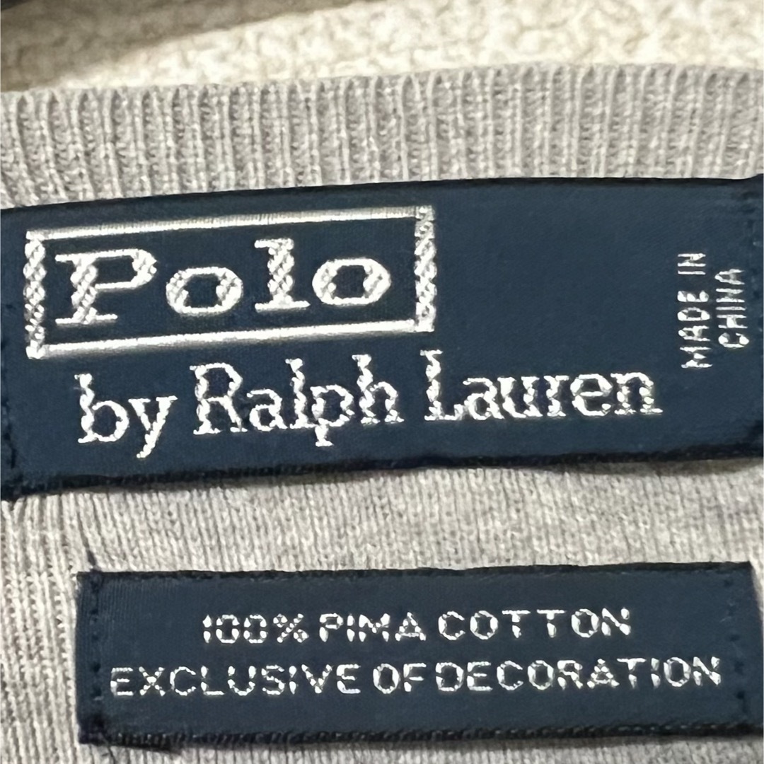 POLO RALPH LAUREN(ポロラルフローレン)の【古着】ポロ ラルフローレン 薄手 Vネック コットン ニット セーター グレー レディースのトップス(ニット/セーター)の商品写真