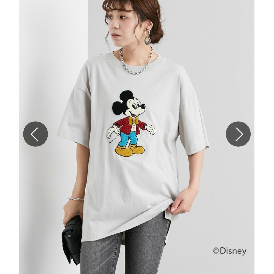 Disney(ディズニー)のディズニー  綿100％  さがら刺しゅう オーバーサイズＴシャツ  2枚セット レディースのトップス(Tシャツ(半袖/袖なし))の商品写真