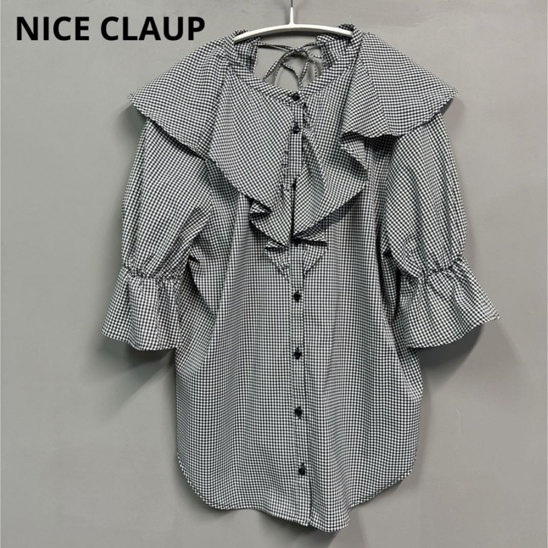 NICE CLAUP(ナイスクラップ)のNICE CLAUP ナイスクラップ　ギンガムチェック　ブラウス　トップス　 レディースのトップス(シャツ/ブラウス(長袖/七分))の商品写真