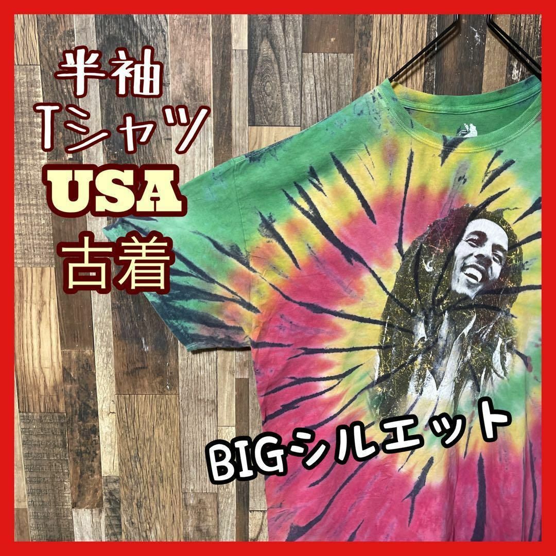 ボブマリー レゲエ 総柄 タイダイ柄 メンズ 2XL USA古着 半袖 Tシャツ メンズのトップス(Tシャツ/カットソー(半袖/袖なし))の商品写真