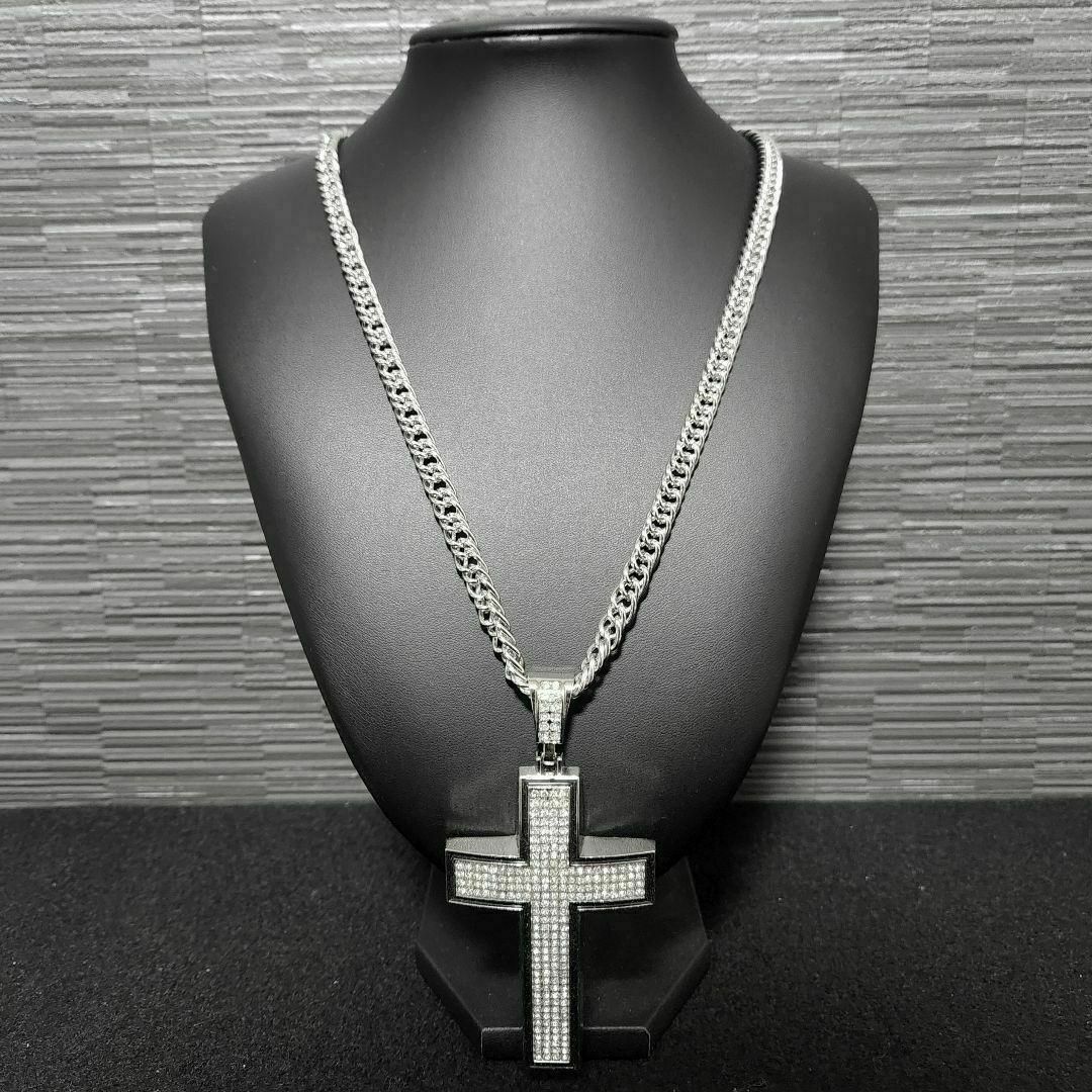 十字架　クロスチェーン　シルバー　7mmダブル喜平チェーン付　ブリンブリン メンズのアクセサリー(ネックレス)の商品写真