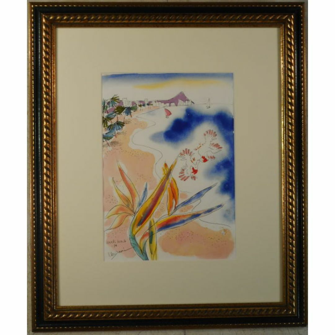 完璧 浦上正則 Waikiki beach-96 ダヴィンチ画法の継承者 絵画+タペストリー