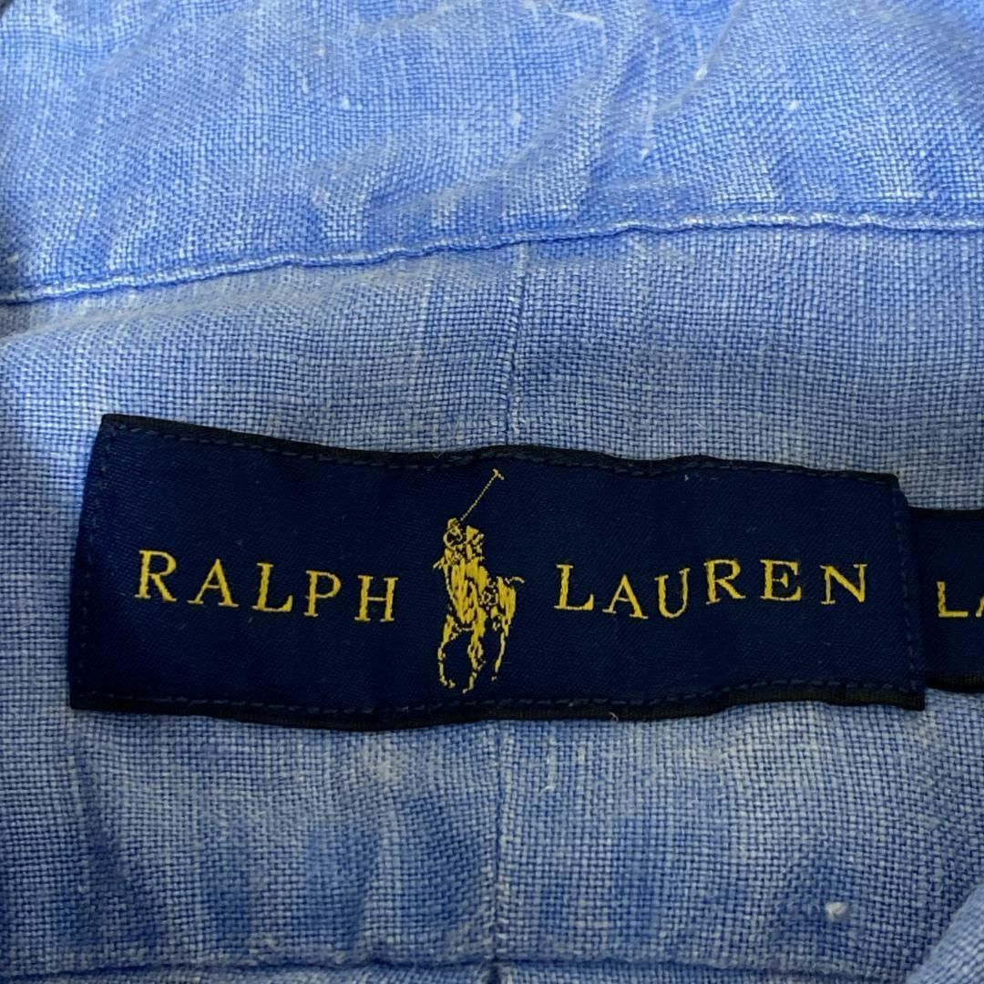 Ralph Lauren(ラルフローレン)のラルフローレン BD半袖シャツ リネン100% ポニー刺繍 無地 青 f51 メンズのトップス(シャツ)の商品写真