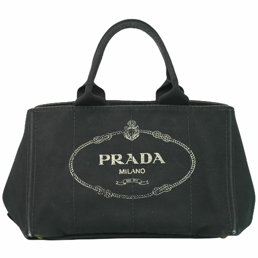 PRADA(プラダ)の本物 プラダ PRADA カナパ M トートバッグ ハンドバッグ キャンバス ブラック Canapa バッグ 中古 レディースのバッグ(トートバッグ)の商品写真