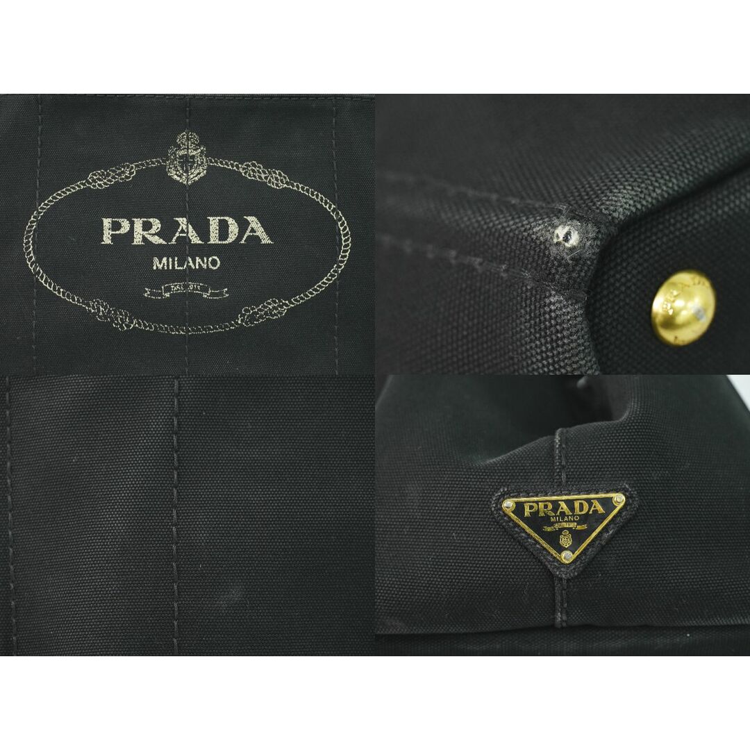 PRADA(プラダ)の本物 プラダ PRADA カナパ M トートバッグ ハンドバッグ キャンバス ブラック Canapa バッグ 中古 レディースのバッグ(トートバッグ)の商品写真