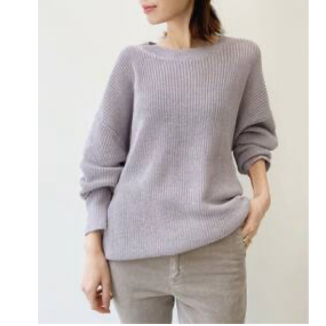 L'Appartement DEUXIEME CLASSE(アパルトモンドゥーズィエムクラス)のLINEN BOYS KNIT パープルA レディースのトップス(ニット/セーター)の商品写真