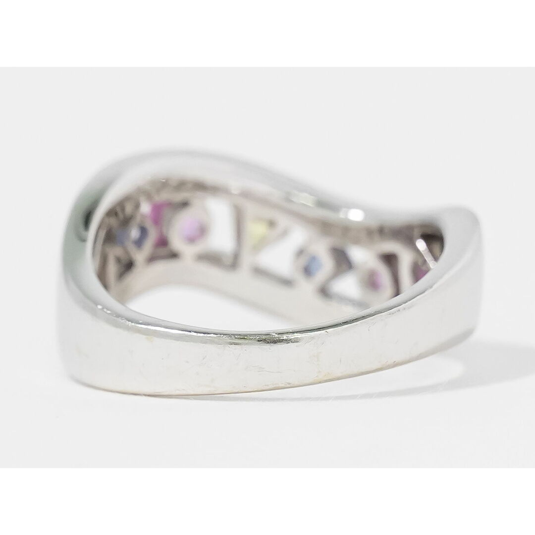 本物 サファイア 0.90ct ダイヤモンド 0.13ct K18 WG リング 指輪 14号 ホワイトゴールド マルチカラー アクセサリー ジュエリー 中古 レディースのアクセサリー(リング(指輪))の商品写真