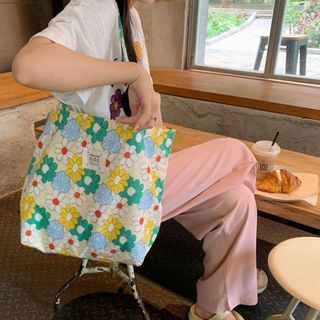 【早い者勝ち】 レディース ハンドバッグ 花柄 サブバッグ オシャレ 大きめ 花(トートバッグ)