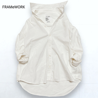 FRAMeWORK - FRAMeWORK ダンガリーシャツ 白シャツ コットン 長袖 オーバーサイズ