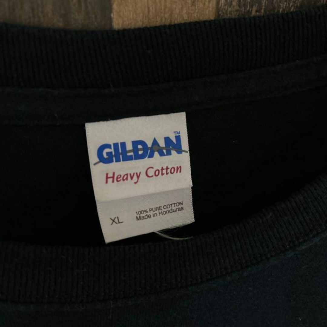ギルダン ブラック プリント XL USA古着 メンズ スポーツ 半袖 Tシャツ メンズのトップス(Tシャツ/カットソー(半袖/袖なし))の商品写真